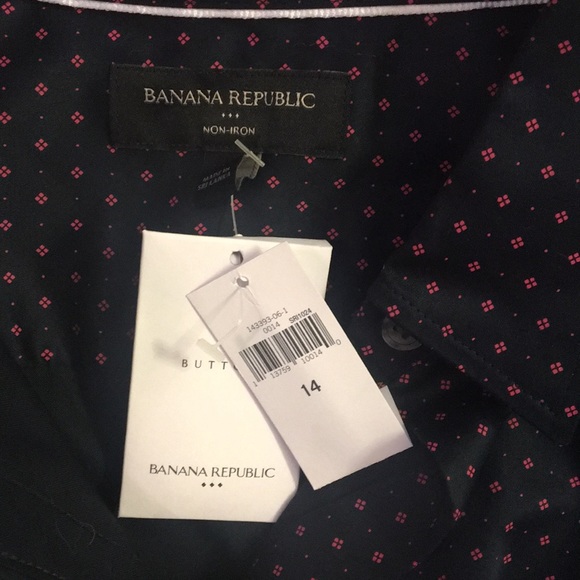 *NEW* Navy & Pink Geo Print Tailored Shirt - Picture 3 of 6